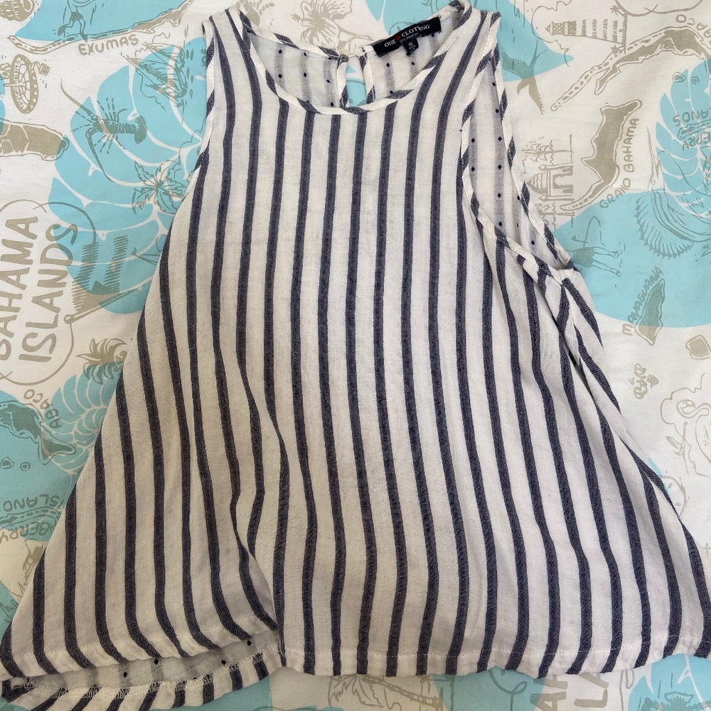 Navy and White Striped Linen Tank